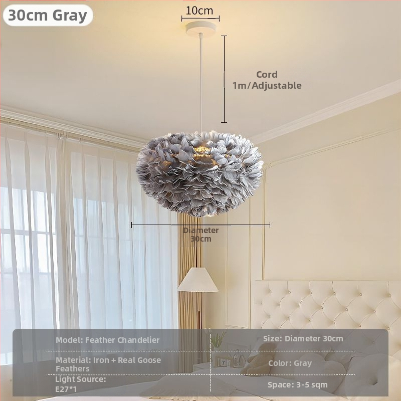 Põhjamaade moodne minimalistlik isikupärastatud loominguline insstiilis söögituba magamistoa sulgedest lühter sulgedest lamp insstiilis lühter