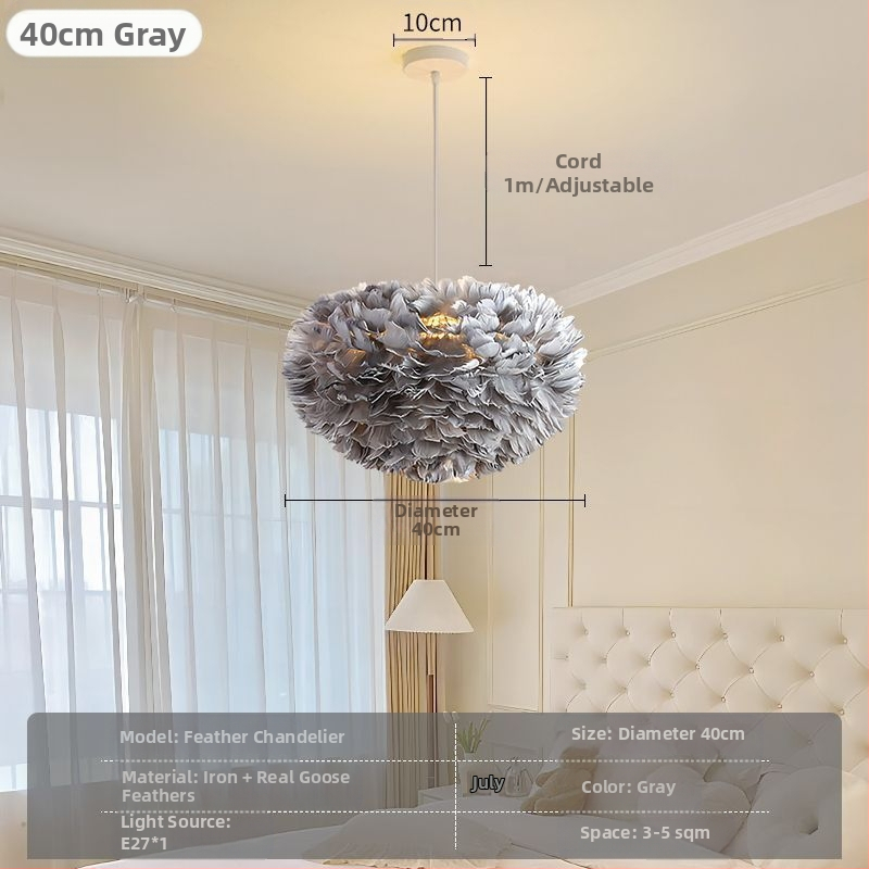 Põhjamaade moodne minimalistlik isikupärastatud loominguline insstiilis söögituba magamistoa sulgedest lühter sulgedest lamp insstiilis lühter