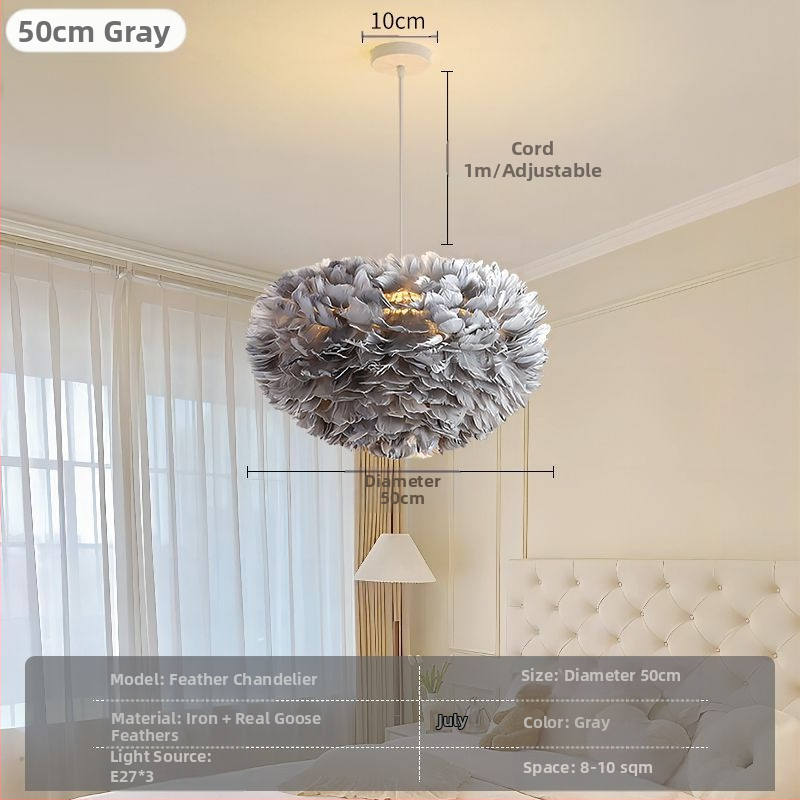 Põhjamaade moodne minimalistlik isikupärastatud loominguline insstiilis söögituba magamistoa sulgedest lühter sulgedest lamp insstiilis lühter