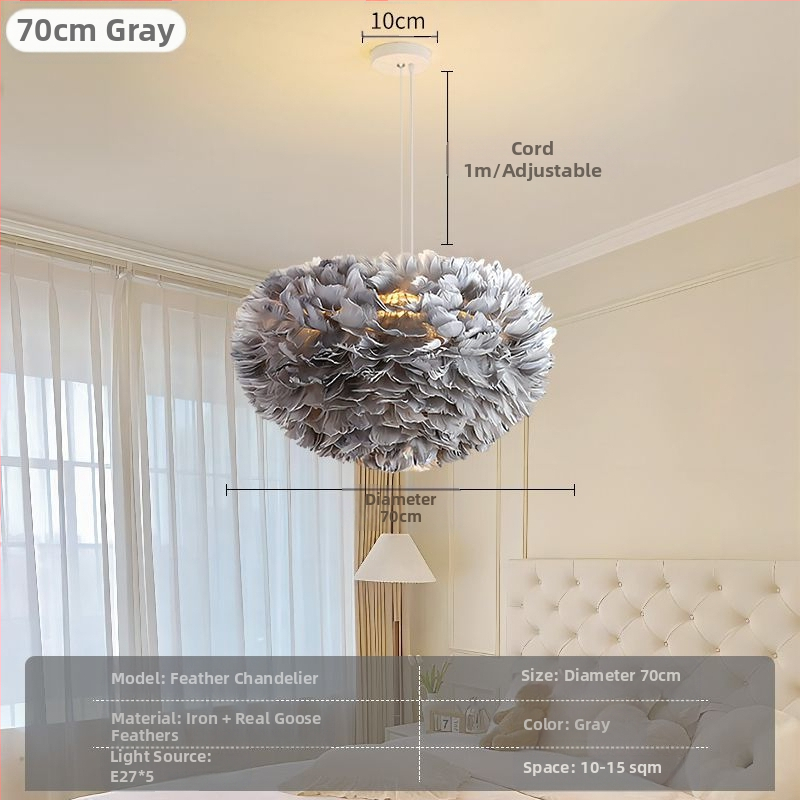 Põhjamaade moodne minimalistlik isikupärastatud loominguline insstiilis söögituba magamistoa sulgedest lühter sulgedest lamp insstiilis lühter