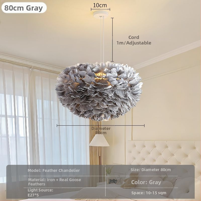 Põhjamaade moodne minimalistlik isikupärastatud loominguline insstiilis söögituba magamistoa sulgedest lühter sulgedest lamp insstiilis lühter