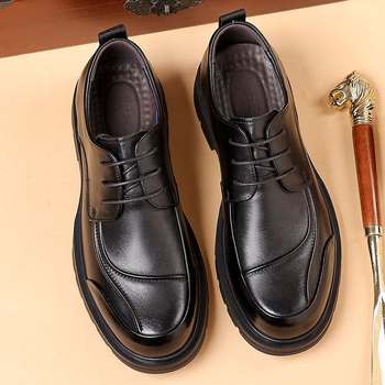 Pantofi de afaceri din piele de vacă de prim strat pentru bărbați, pantofi Derby confortabili la modă de toamnă, pantofi de mireasă de înaltă calitate din piele naturală