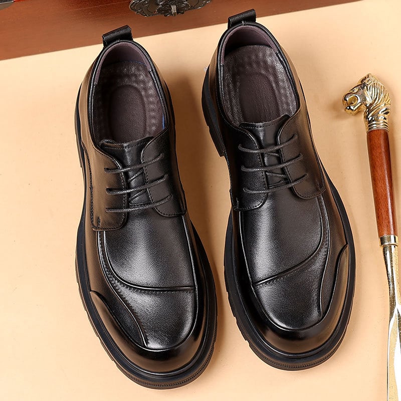 Pantofi de afaceri din piele de vacă de prim strat pentru bărbați, pantofi Derby confortabili la modă de toamnă, pantofi de mireasă de înaltă calitate din piele naturală