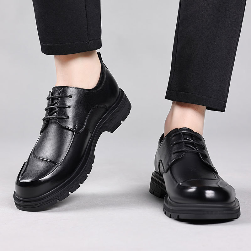 Pantofi de afaceri din piele de vacă de prim strat pentru bărbați, pantofi Derby confortabili la modă de toamnă, pantofi de mireasă de înaltă calitate din piele naturală