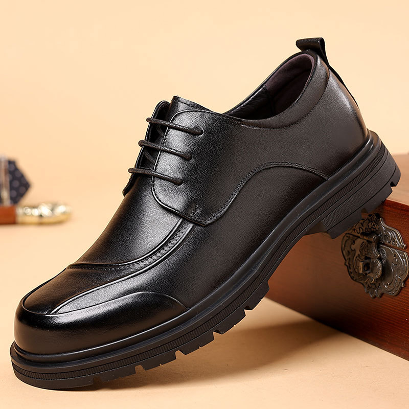 Pantofi de afaceri din piele de vacă de prim strat pentru bărbați, pantofi Derby confortabili la modă de toamnă, pantofi de mireasă de înaltă calitate din piele naturală