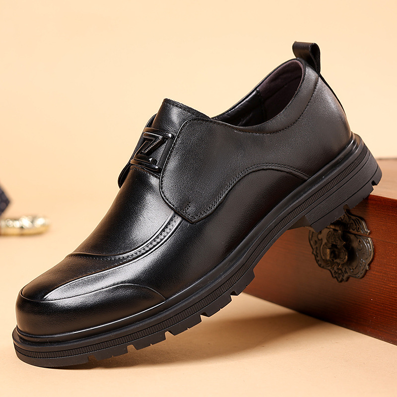 Pantofi de afaceri din piele de vacă de prim strat pentru bărbați, pantofi Derby confortabili la modă de toamnă, pantofi de mireasă de înaltă calitate din piele naturală