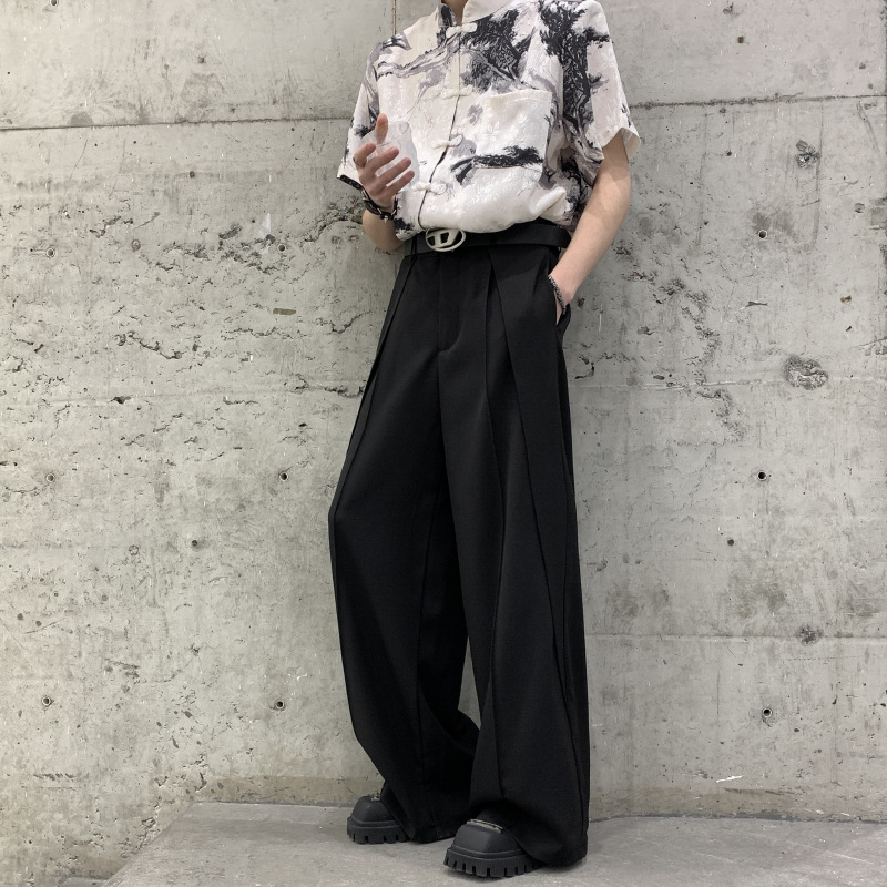 Jesen 2024. Retro japanski stil drapiranje privjesak plisirane niše šivanje trodimenzionalno rezanje hlača složene hlače