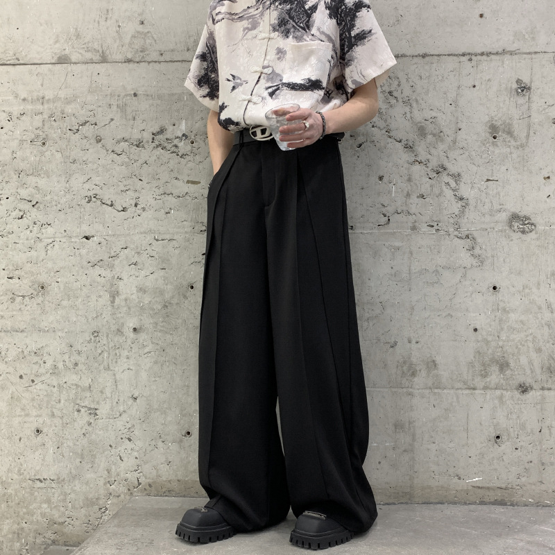 Jesen 2024. Retro japanski stil drapiranje privjesak plisirane niše šivanje trodimenzionalno rezanje hlača složene hlače