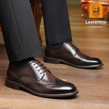 Χονδρική Old Man\'s Head Νέα Ανδρικά Χαμηλά Δερμάτινα Παπούτσια Επαγγελματικά Casual Δερμάτινα Παπούτσια Flats Bottom Απλό Ευέλικτο Μοντέρνο Ανδρικό Παπούτσι 19577