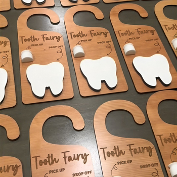 Διασυνοριακό δημοφιλές κρεμαστό κρεμαστό κόσμημα πόρτας νεράιδας των δοντιών λαβή πόρτας κρεμάστρα νεράιδας των δοντιών δώρο για παιδιά για απώλεια δοντιών ξύλινες κατασκευές