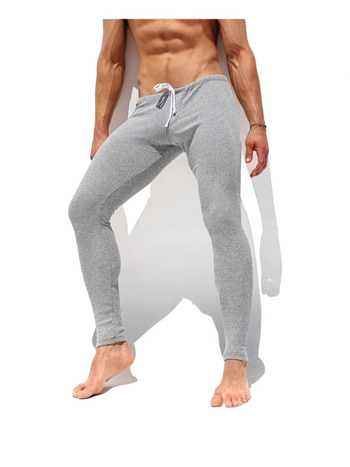Pantaloni tricotați cu nervuri elastice pentru bărbați, transfrontalieri, europene și americane, de toamnă și de iarnă, casual, subțiri, de toamnă, pijamale gri