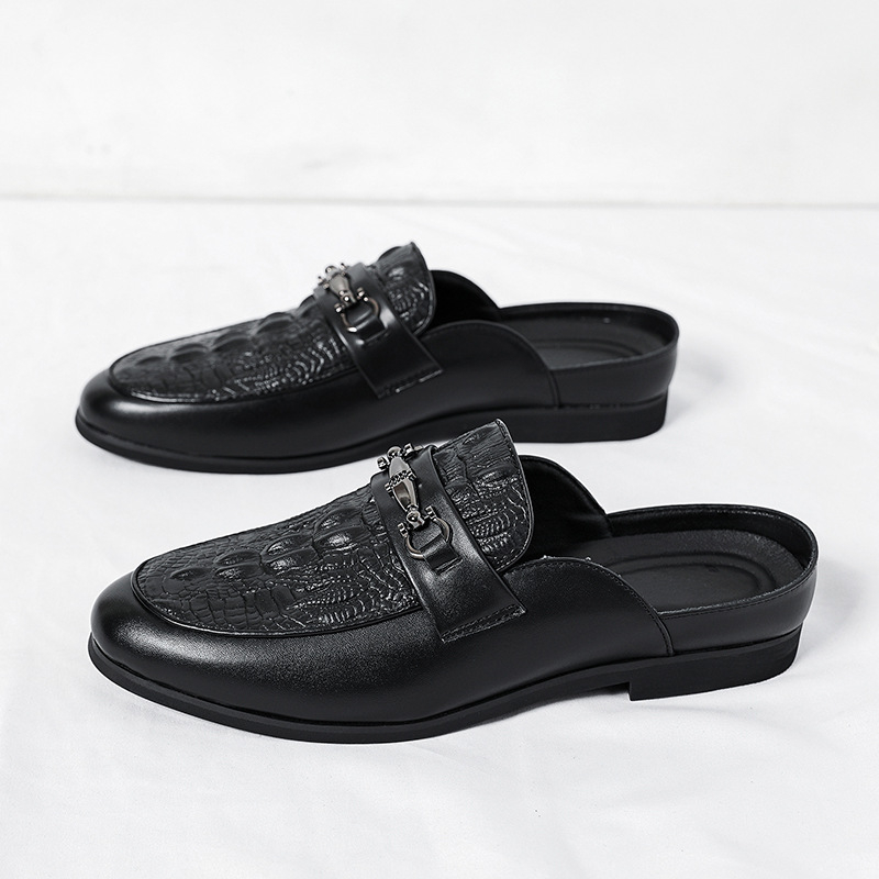 Férfi 2024-es új érkezésű nyári bőr papucsok Férfi lélegző sarok nélküli valódi bőr szandál férfiaknak