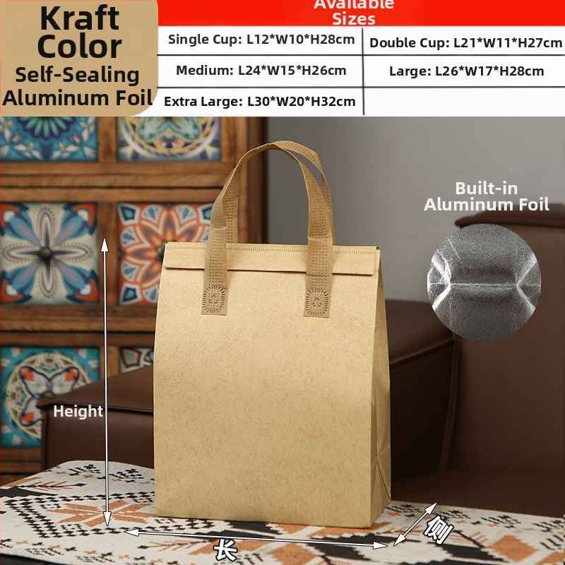 Μη υφασμένη τσάντα προσαρμοσμένη τσάντα μόνωσης μίας χρήσης για takeaway, προσαρμοσμένη τσάντα catering, συσκευασία τσαγιού γάλακτος, αλουμινόχαρτο με αυτοκόλλητη τσάντα