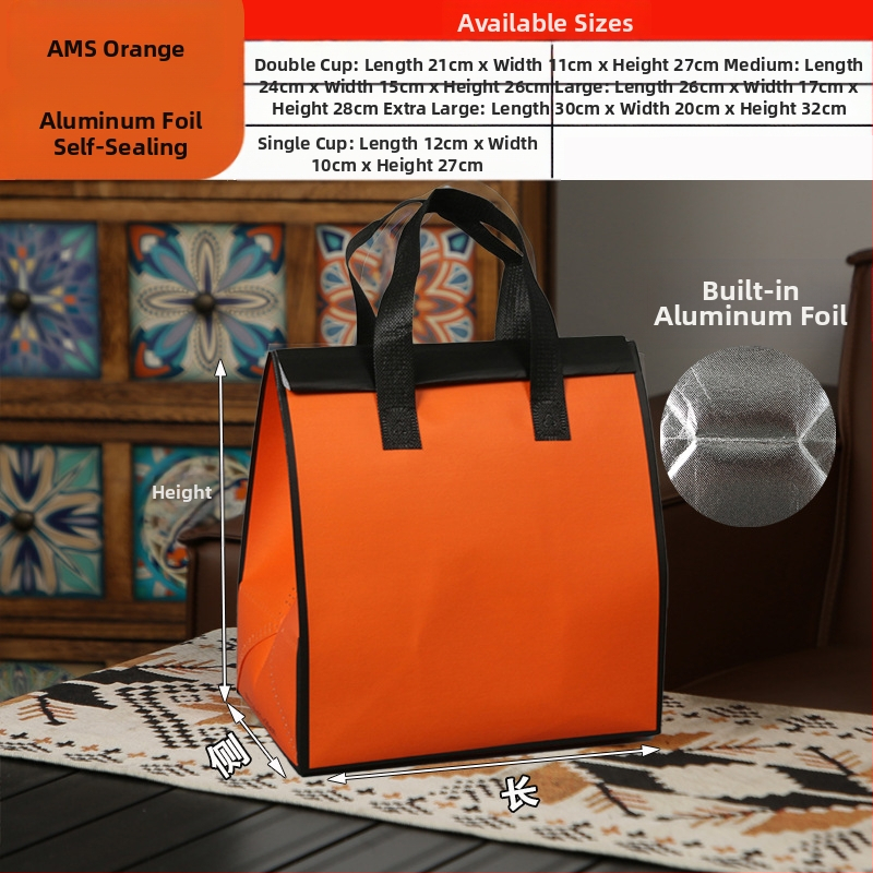 Μη υφασμένη τσάντα προσαρμοσμένη τσάντα μόνωσης μίας χρήσης για takeaway, προσαρμοσμένη τσάντα catering, συσκευασία τσαγιού γάλακτος, αλουμινόχαρτο με αυτοκόλλητη τσάντα