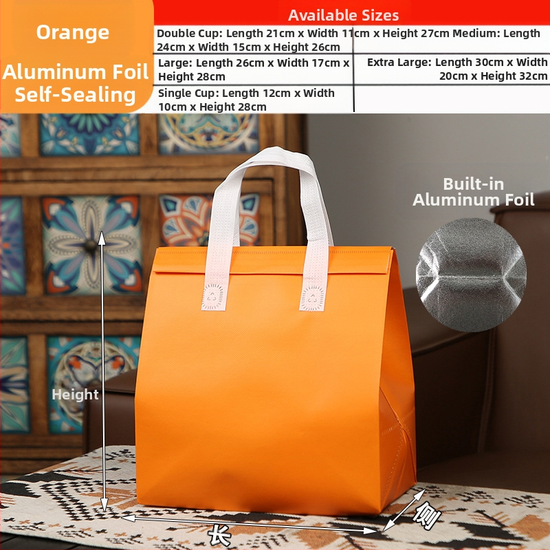 Μη υφασμένη τσάντα προσαρμοσμένη τσάντα μόνωσης μίας χρήσης για takeaway, προσαρμοσμένη τσάντα catering, συσκευασία τσαγιού γάλακτος, αλουμινόχαρτο με αυτοκόλλητη τσάντα