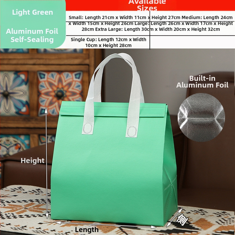 Μη υφασμένη τσάντα προσαρμοσμένη τσάντα μόνωσης μίας χρήσης για takeaway, προσαρμοσμένη τσάντα catering, συσκευασία τσαγιού γάλακτος, αλουμινόχαρτο με αυτοκόλλητη τσάντα