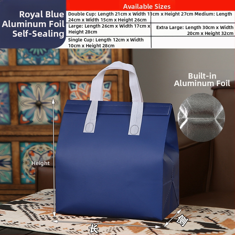 Μη υφασμένη τσάντα προσαρμοσμένη τσάντα μόνωσης μίας χρήσης για takeaway, προσαρμοσμένη τσάντα catering, συσκευασία τσαγιού γάλακτος, αλουμινόχαρτο με αυτοκόλλητη τσάντα