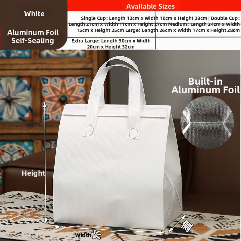 Μη υφασμένη τσάντα προσαρμοσμένη τσάντα μόνωσης μίας χρήσης για takeaway, προσαρμοσμένη τσάντα catering, συσκευασία τσαγιού γάλακτος, αλουμινόχαρτο με αυτοκόλλητη τσάντα
