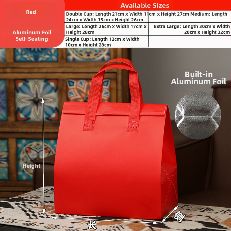 Μη υφασμένη τσάντα προσαρμοσμένη τσάντα μόνωσης μίας χρήσης για takeaway, προσαρμοσμένη τσάντα catering, συσκευασία τσαγιού γάλακτος, αλουμινόχαρτο με αυτοκόλλητη τσάντα