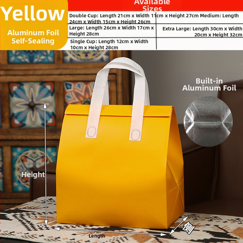 Μη υφασμένη τσάντα προσαρμοσμένη τσάντα μόνωσης μίας χρήσης για takeaway, προσαρμοσμένη τσάντα catering, συσκευασία τσαγιού γάλακτος, αλουμινόχαρτο με αυτοκόλλητη τσάντα