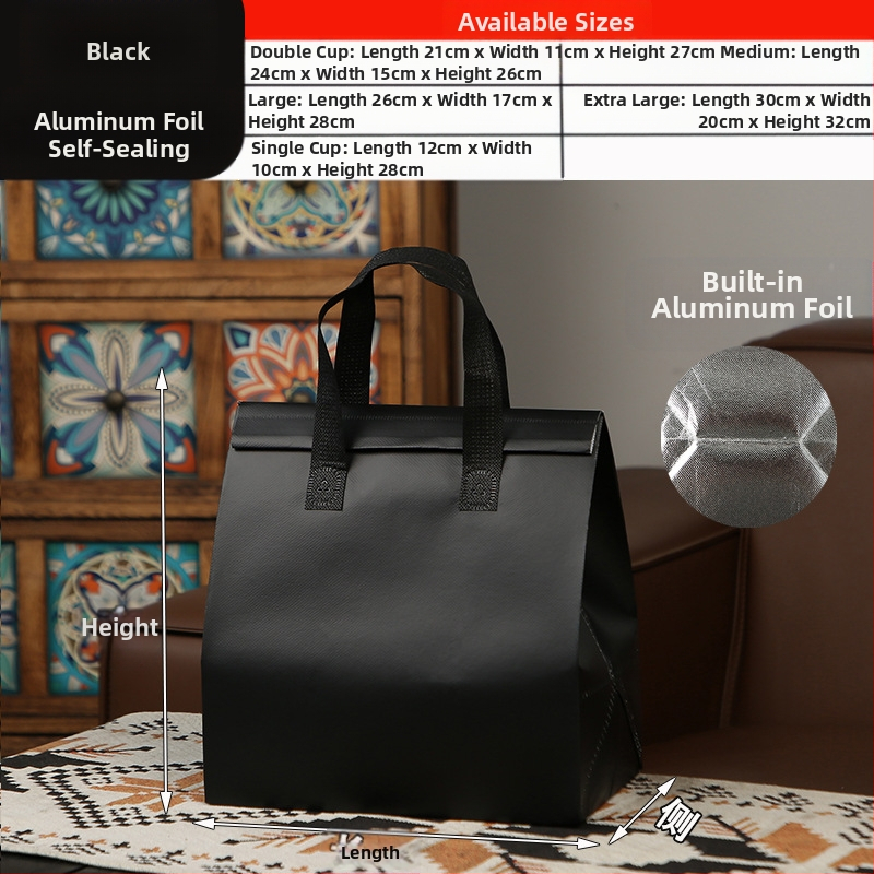 Μη υφασμένη τσάντα προσαρμοσμένη τσάντα μόνωσης μίας χρήσης για takeaway, προσαρμοσμένη τσάντα catering, συσκευασία τσαγιού γάλακτος, αλουμινόχαρτο με αυτοκόλλητη τσάντα