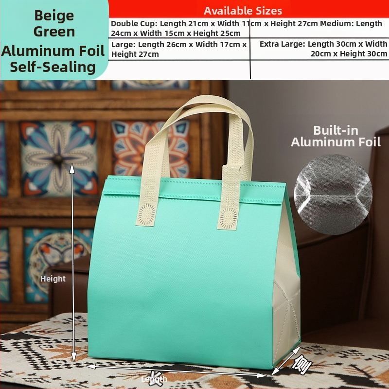 Μη υφασμένη τσάντα προσαρμοσμένη τσάντα μόνωσης μίας χρήσης για takeaway, προσαρμοσμένη τσάντα catering, συσκευασία τσαγιού γάλακτος, αλουμινόχαρτο με αυτοκόλλητη τσάντα