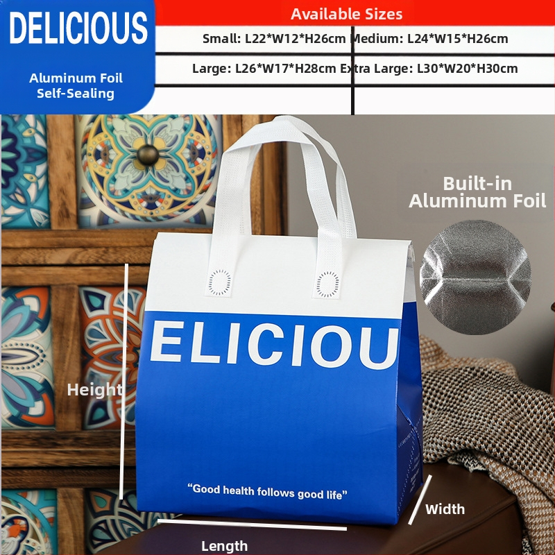 Μη υφασμένη τσάντα προσαρμοσμένη τσάντα μόνωσης μίας χρήσης για takeaway, προσαρμοσμένη τσάντα catering, συσκευασία τσαγιού γάλακτος, αλουμινόχαρτο με αυτοκόλλητη τσάντα