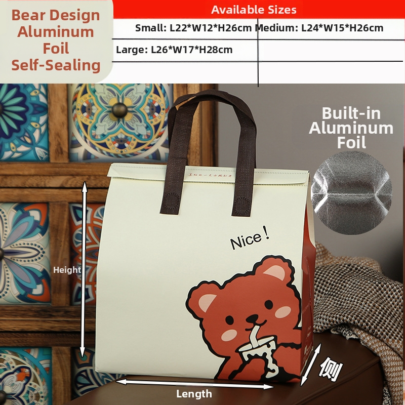 Μη υφασμένη τσάντα προσαρμοσμένη τσάντα μόνωσης μίας χρήσης για takeaway, προσαρμοσμένη τσάντα catering, συσκευασία τσαγιού γάλακτος, αλουμινόχαρτο με αυτοκόλλητη τσάντα