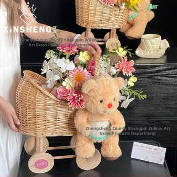 Καρότσι μωρού σε σχήμα καλαθιού Ins Style, καλάθι αποθήκευσης από ψάθα, φωλιά κατοικίδιων, καλάθι με λουλούδια μετά τον τοκετό, φωτογραφικά είδη, δώρο για τα πρώτα γενέθλια