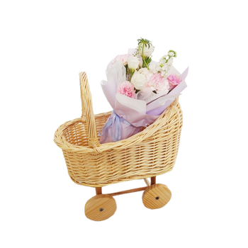 Καρότσι μωρού σε σχήμα καλαθιού Ins Style, καλάθι αποθήκευσης από ψάθα, φωλιά κατοικίδιων, καλάθι με λουλούδια μετά τον τοκετό, φωτογραφικά είδη, δώρο για τα πρώτα γενέθλια