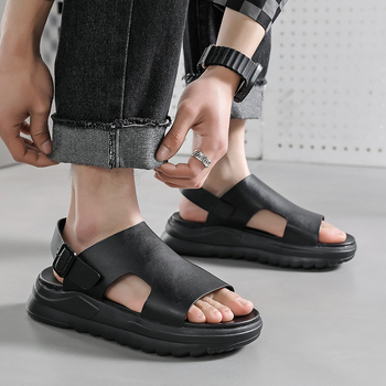 Férfi hálós szandál, férfi nyári, magasságnövelő, vastag talpú, vékony külső, puha talpú, lélegző, üreges strandcipő 4882-T