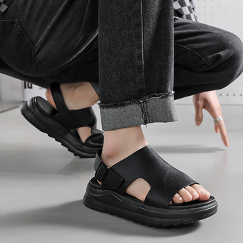 Férfi hálós szandál, férfi nyári, magasságnövelő, vastag talpú, vékony külső, puha talpú, lélegző, üreges strandcipő 4882-T