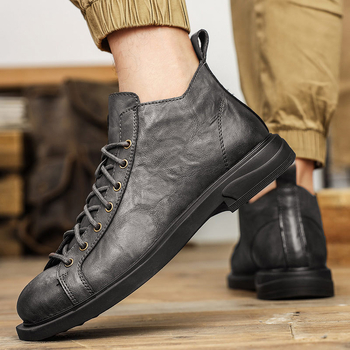 2025 m. rudens vyriški natūralios odos britiško stiliaus darbo batai, nauji, aukštakulniai, storapadžiai, odiniai batai, urmu