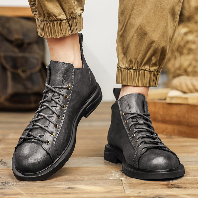 2025 m. rudens vyriški natūralios odos britiško stiliaus darbo batai, nauji, aukštakulniai, storapadžiai, odiniai batai, urmu
