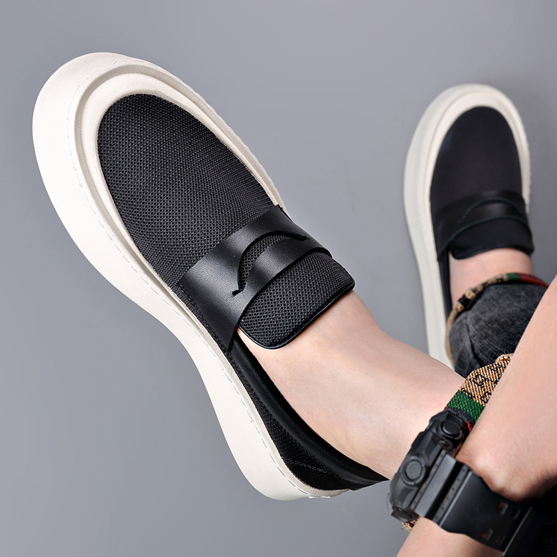 2025. aasta uued suvised meeste õõnsad hingavad riidest kingad, trendikad mitmekülgsed libisevad laisad paksu tallaga kõrgendavad vabaajajalatsid