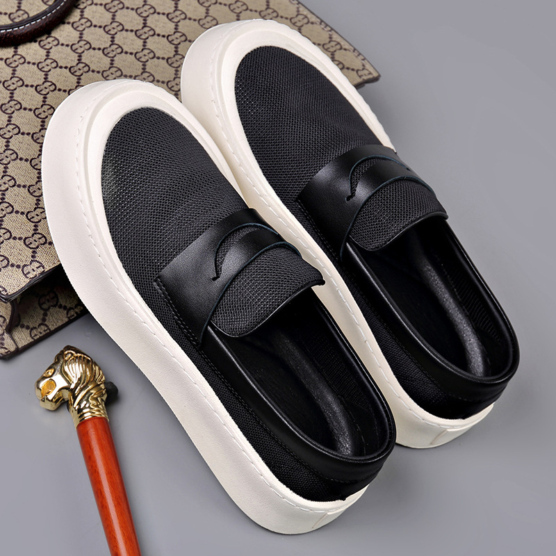 2025. aasta uued suvised meeste õõnsad hingavad riidest kingad, trendikad mitmekülgsed libisevad laisad paksu tallaga kõrgendavad vabaajajalatsid