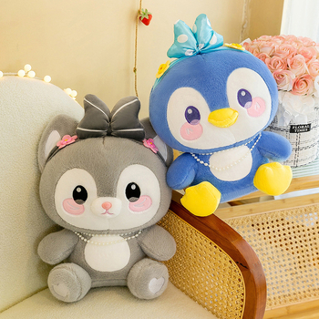 Χαριτωμένη μπλε κούκλα πιγκουίνος έξυπνη γάτα λούτρινο παιχνίδι μαξιλάρι κρεβατιού μεγάλη κούκλα κινουμένων σχεδίων για φίλη