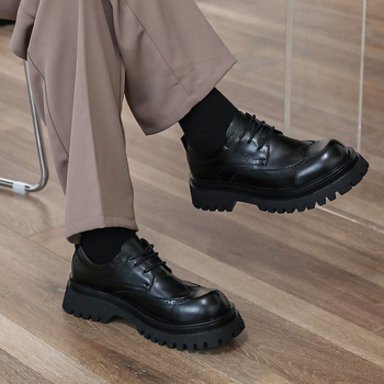 Ανδρικά Δερμάτινα Παπούτσια, Παπούτσια με Χοντρή Σόλα για Ψηλό Παπούτσι, Δερμάτινα Παπούτσια Βρετανικού Στυλ, Καλοκαιρινά Ανδρικά Παπούτσια, Παπούτσια Γαμπρού για Κοστούμι