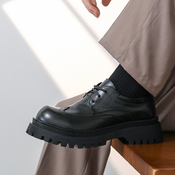 Ανδρικά Δερμάτινα Παπούτσια, Παπούτσια με Χοντρή Σόλα για Ψηλό Παπούτσι, Δερμάτινα Παπούτσια Βρετανικού Στυλ, Καλοκαιρινά Ανδρικά Παπούτσια, Παπούτσια Γαμπρού για Κοστούμι