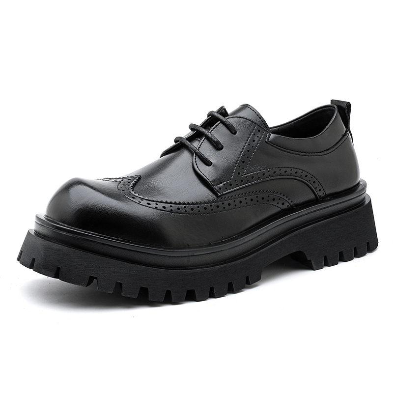 Férfi bőrcipők, vastag talpú, magasított alkalmi cipők, brit stílusú üreges bőrcipők, nyári alkalmi férficipők, esküvői vőlegény öltönycipői