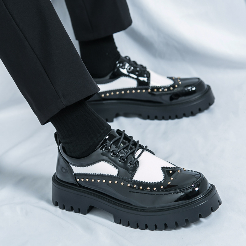 Pantofi din piele cu talpă ușoară transfrontalieră 2025 Primăvara și toamna noi Pantofi din piele pentru bărbați cu talpă groasă, mărimi mari, Amazon Shoes 38-46