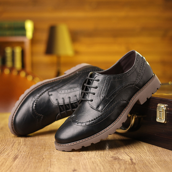 Pantofi de piele pentru bărbați, stil britanic, cu talpă groasă, la modă, cu talpă moale, model nou