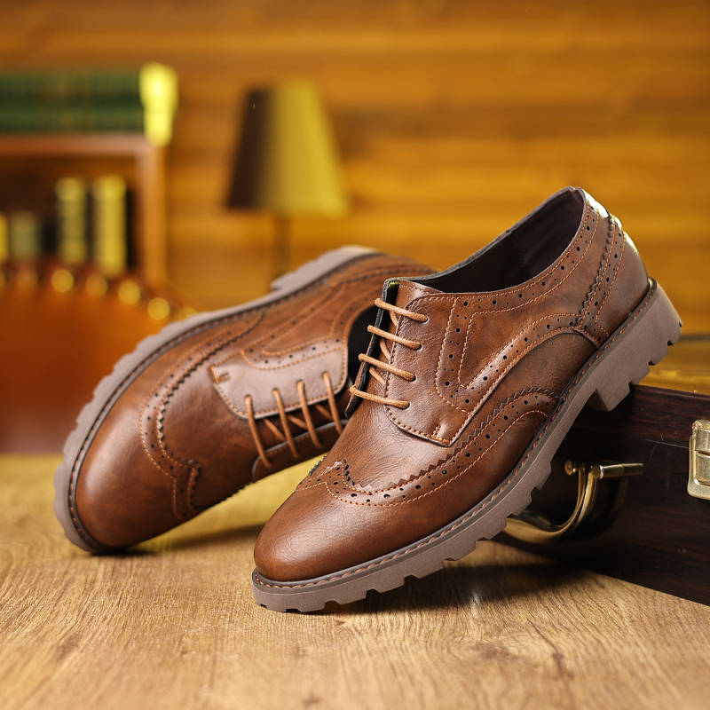 Pantofi de piele pentru bărbați, stil britanic, cu talpă groasă, la modă, cu talpă moale, model nou