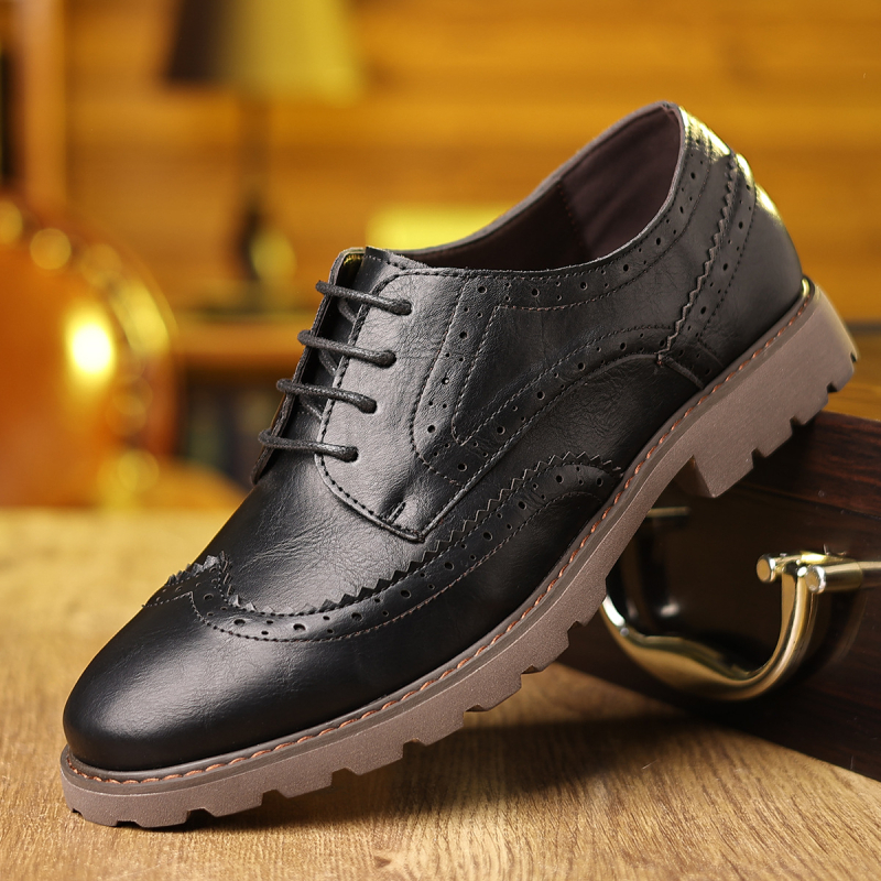 Pantofi de piele pentru bărbați, stil britanic, cu talpă groasă, la modă, cu talpă moale, model nou