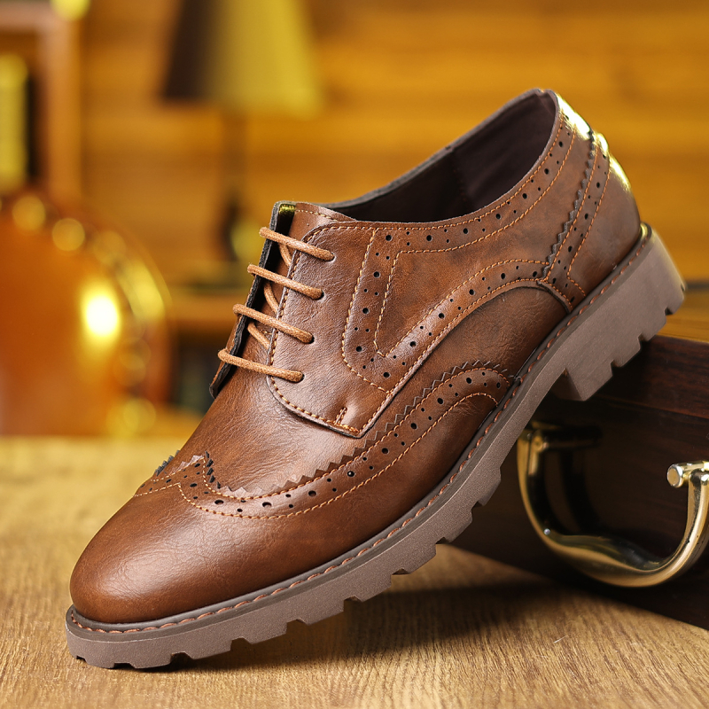 Pantofi de piele pentru bărbați, stil britanic, cu talpă groasă, la modă, cu talpă moale, model nou