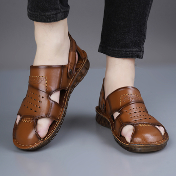 Σανδάλια Baotou Ανδρικά Παπούτσια Θαλάσσης με Μαλακή Σόλα, Άνοιξη και Καλοκαίρι 2025, Δερμάτινη Σόλα Τένοντα Πρώτης Επίστρωσης, Διπλής Χρήσης, Σανδάλια και Παντόφλες