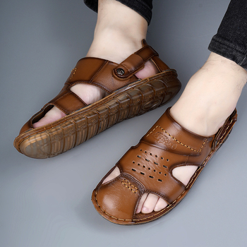 Σανδάλια Baotou Ανδρικά Παπούτσια Θαλάσσης με Μαλακή Σόλα, Άνοιξη και Καλοκαίρι 2025, Δερμάτινη Σόλα Τένοντα Πρώτης Επίστρωσης, Διπλής Χρήσης, Σανδάλια και Παντόφλες