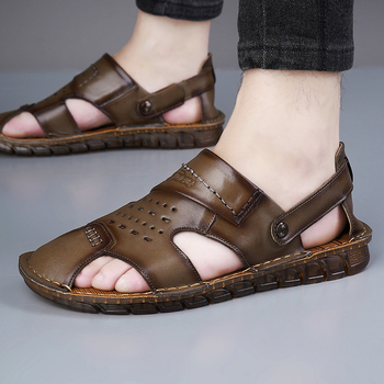 Σανδάλια Baotou Ανδρικά Παπούτσια Θαλάσσης με Μαλακή Σόλα, Άνοιξη και Καλοκαίρι 2025, Δερμάτινη Σόλα Τένοντα Πρώτης Επίστρωσης, Διπλής Χρήσης, Σανδάλια και Παντόφλες
