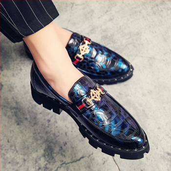 Ανδρικά Δερμάτινα Παπούτσια με Διασυνοριακό Σχέδιο Κροκόδειλου Κορεάτικου Στυλ Μοντέρνα Ευέλικτα Λαμπερά Ανδρικά Παπούτσια Βρετανικά Casual Slip-On Κομμωτής