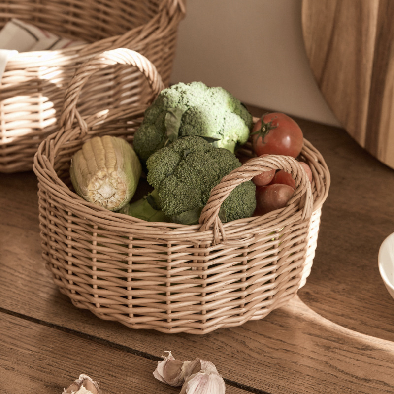 Kézzel készített rattanból szőtt fűzfa kenyérkosár, párolt kenyérkosár, háztartási zöldségkosár, szőtt tárolókosár, tojáskosár, gyümölcskosár